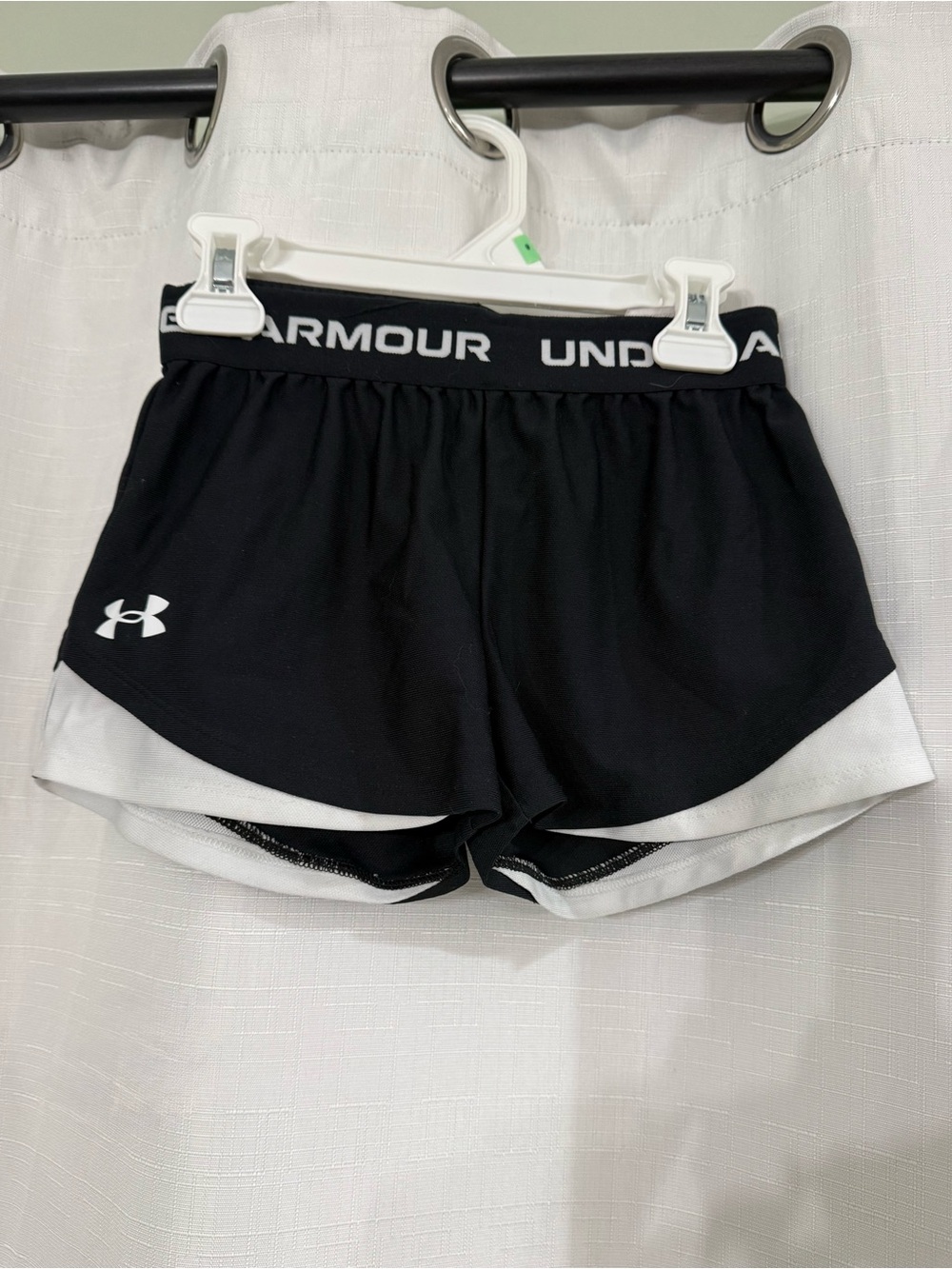 Under Armour Girls Black Running Shorts with White Trim